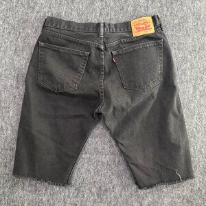 Levis 505 Jean Shorts Mens 36 Black Wash Denim 9" Inseam Zip Fly